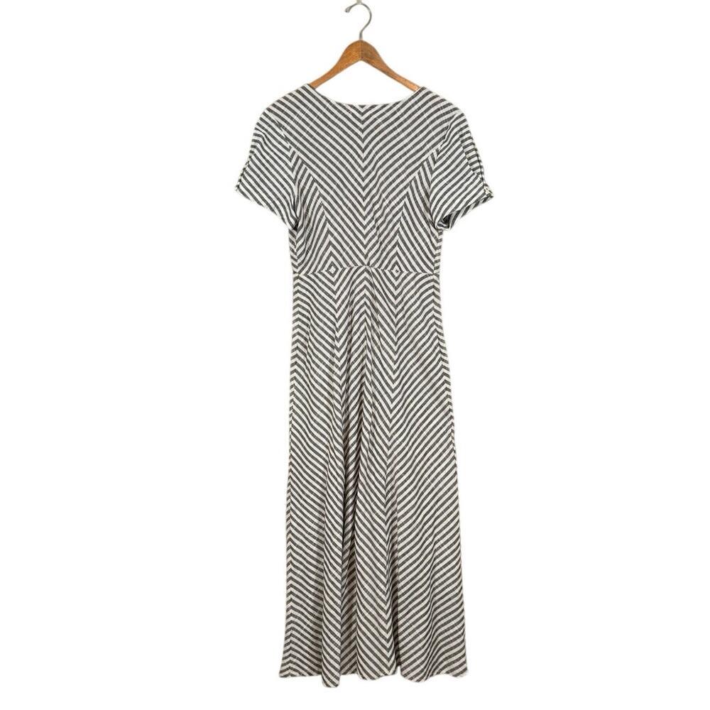 Max Studio Black White Stripe Cotton Maxi Dress Size 8 Button Front - Picture 10 of 10